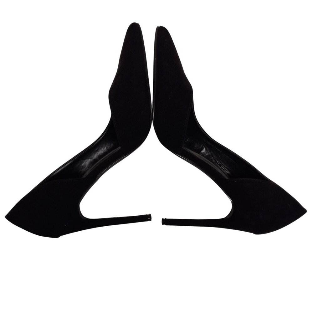 Lulus Size 8 Womens D'Orsay Black Suede Pointed Toe Stiletto Heel Pumps Shoes - Picture 5 of 8